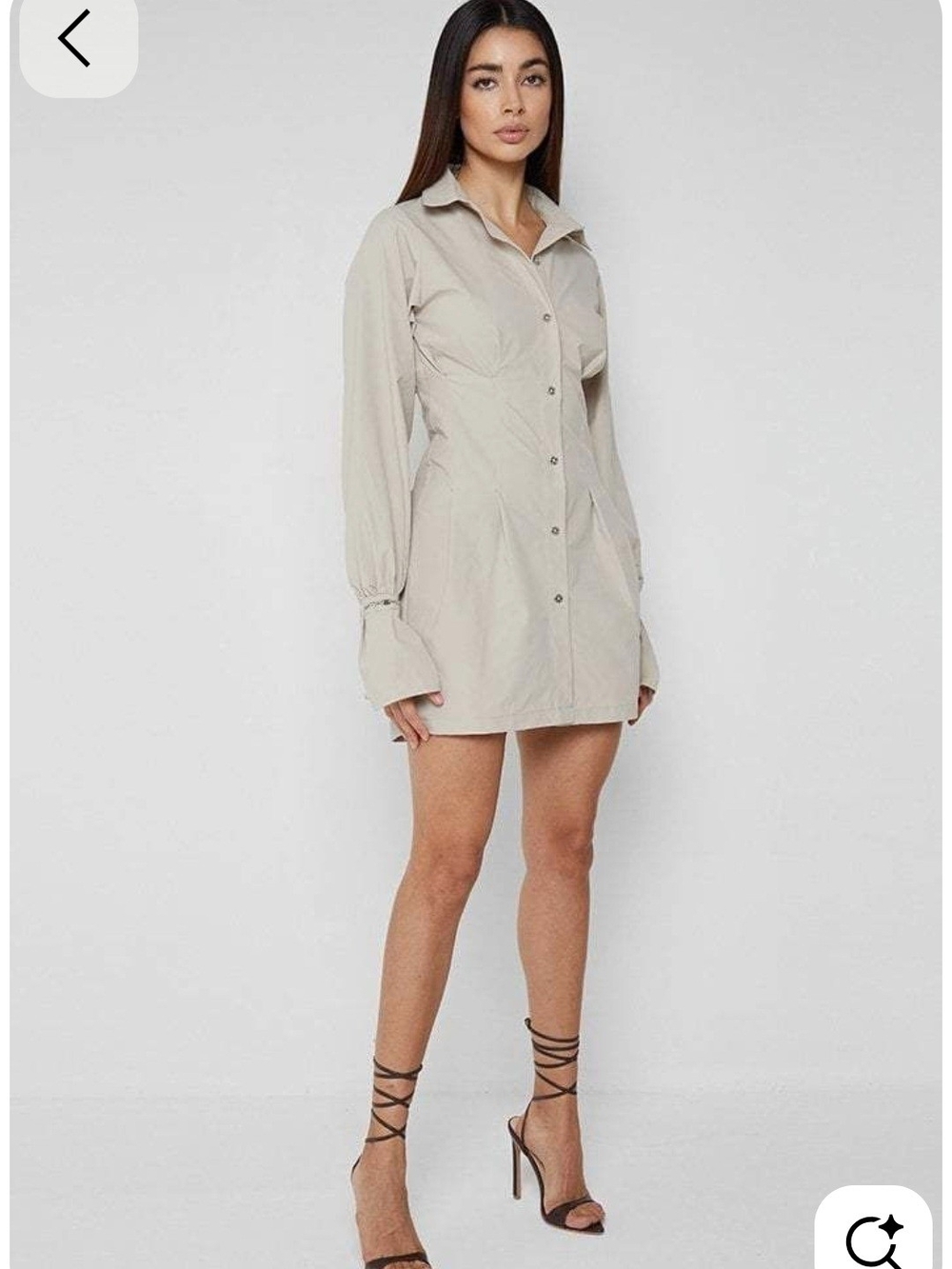 Maniere De Voir Beige Shirt Mini Dress. Size 10